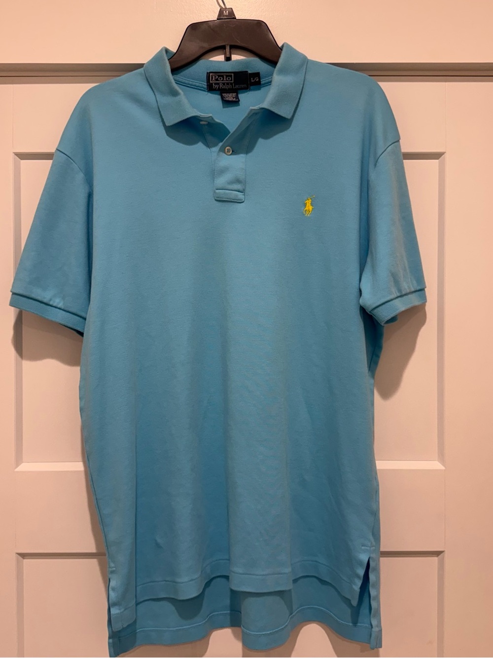 Polo by Ralph Lauren Blue Polo Shirt 1/4 Button Collar Stretch In Size Large